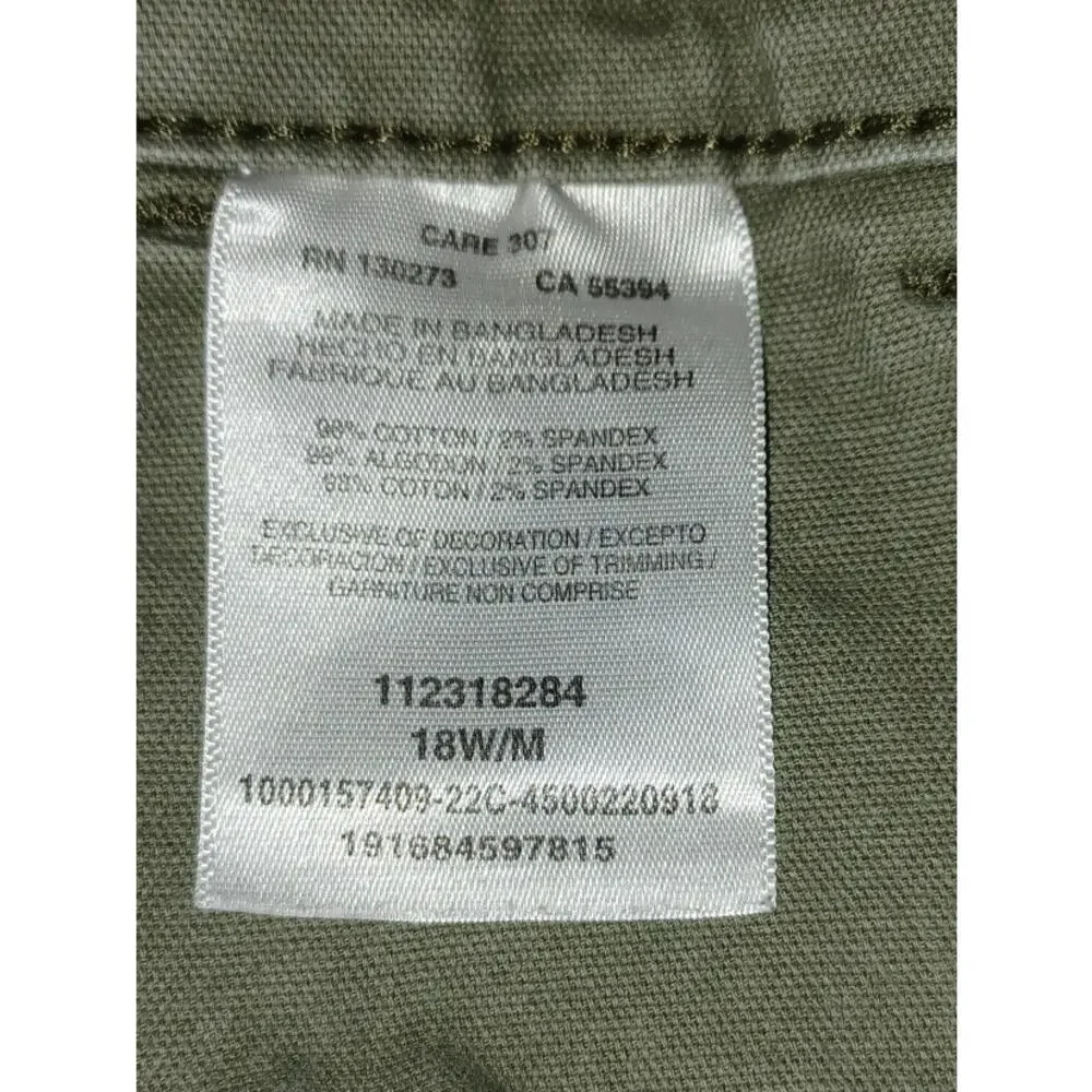 Lee Heritage Shorts Women's 18 Olive Green Carpenter Style Big Pockets Stretchy - Picture 6 of 7